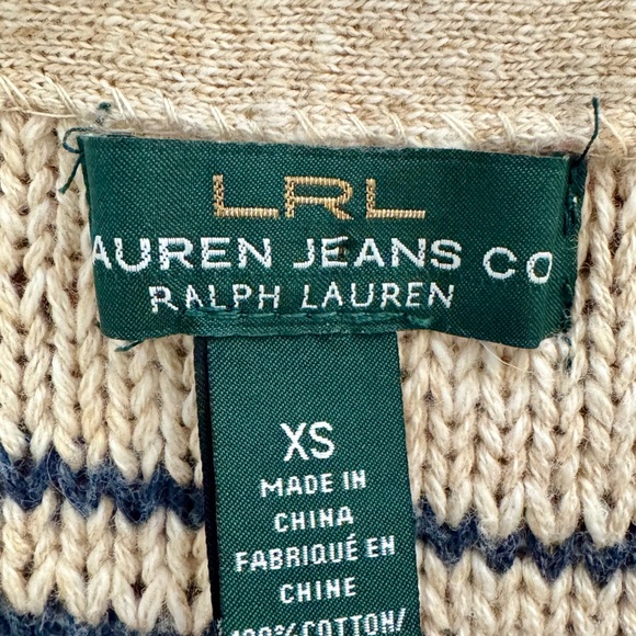Ralph Lauren Women Pullover Sweater XS Beige Red Navy Aztec Lightweight Cotton - Picture 6 of 6